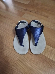 Vionic Kirra Blue Metallic Womens Size 5 Leather Sling Back Thong Sandals - Picture 1 of 5