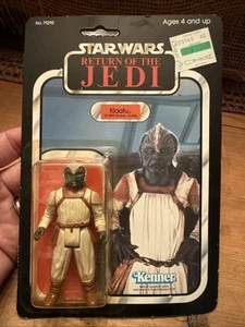 Kenner Star Wars 1984 ROTJ Klaatu Skiff Guard vestito 77 retro un MOC non perforato - Foto 1 di 21