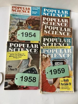 Vintage Popular Science Magazines 1954, 1958 & 1959 Issues Foto 1 de 3
