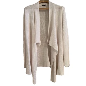Eileen Fisher Cascading Cardigan Sweater Women’s L Ribbed Open Front Minimalist - Picture 1 of 10