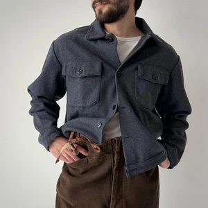 Chaqueta de trabajo vintage de lana azul marino europeo años 70 talla 52 (L) - Imagen 1 de 6