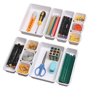 Set of 12 Interlocking Desk Drawer Organizer Tray Dividers Plastic Shallow Na... - Picture 1 of 7