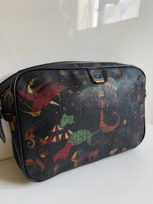 Piero Guidi Angel Magic Circus Bolsa de Ombro Preta Bolsa de Couro Impressionante Rara 80 - Imagem 1 de 4