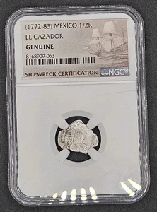 1772-1783 Mexico 1/2 Real El Cazador | NGC Genuine Shipwreck Certification - Picture 1 of 4