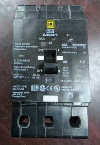 🤪 SQUARE D 70 AMP CIRCUIT BREAKER 480Y/277 VAC 3 POLE EJB34070 - Picture 1 of 7