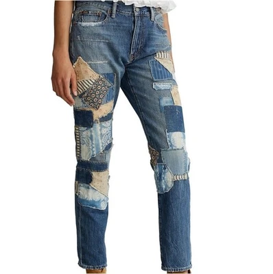 Jeans Polo Ralph Lauren AVERY Patchwork Acolchados Novio Cuerda Teñida Talla 33 Foto 1 de 4