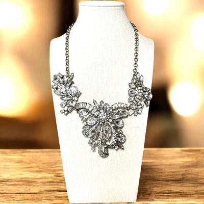 J. Collar babero vintage grueso bronce cristal transparente CREW JC544 Foto 1 de 4