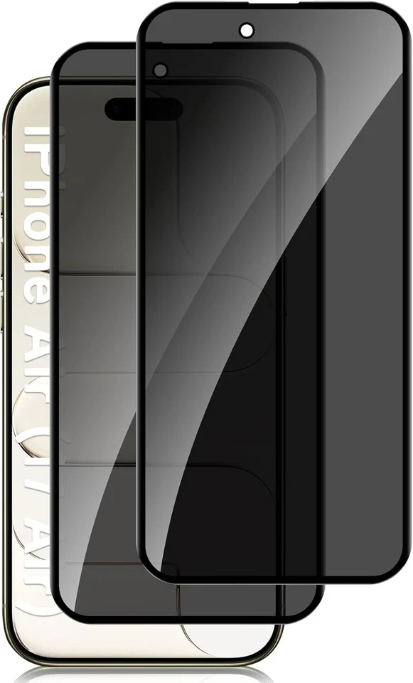 Pacote com 2 telas de vidro temperado privacidade, anti-espião para iPhone 17 Air (6,6 polegadas) - Imagem 1 de 1