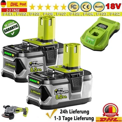 Für RYOBI AKKU 8Ah 12Ah 18V Akku One Plus Lithium RB18L50 P108 P109 Battery 18V