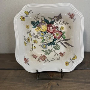 Copeland Spode Gainsborough 9” Square Vegetable Bowl Vtg Cottagecore *Flaw - Picture 1 of 13