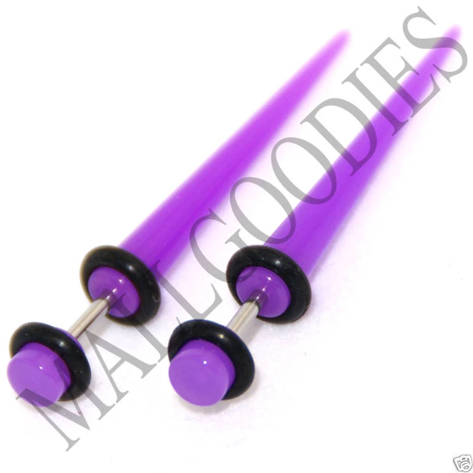 0377 Fake Cheaters Faux Illusion Ear Stretchers Tapers Plugs 6G Purple Violet  - Image 1 of 1