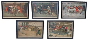 5 impresiones cromolitográficas antiguas Cecil Aldin primera edición caza en barbecho caza - Imagen 1 de 18