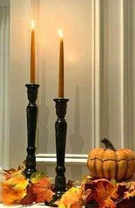 2 Orange Taper Candles Dripless Unscented Fall Halloween Thanksgiving Decor 10" - Picture 1 of 12