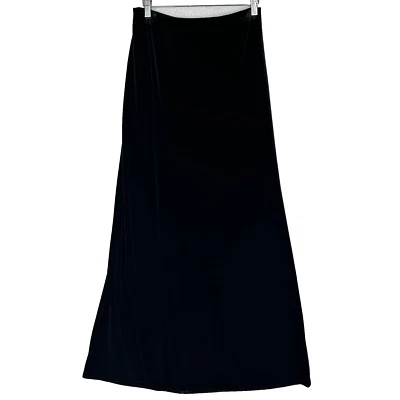 Alex Evenings Velvet Maxi Skirt Sz M Black A-Line Elastic Waist Back Zip Party - Image 1 of 4