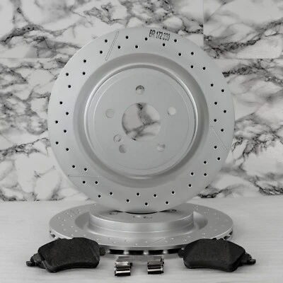 Juego de rotor y pastillas de disco de freno trasero Mercedes CLA45 GLA45 SLC43 SLK55 OEM 2014-2020 Foto 1 de 4