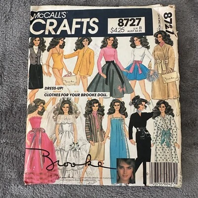 McCalls Crafts Pattern 8727 11.5" Brook Shields Doll Clothes 1983 - Image 1 of 4