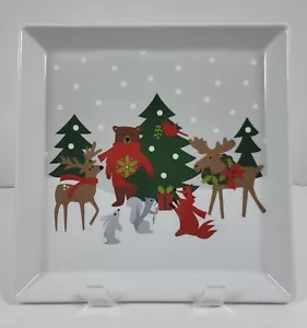 Plato Crate & Barrel Holiday Critters 12" Joan Anderson 2018 Navidad - Imagen 1 de 7