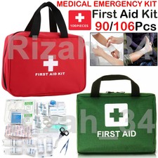 90 & 106 Piece First Aid Kit Medical Emergency Travel Home Car Work 1st Aid Bag