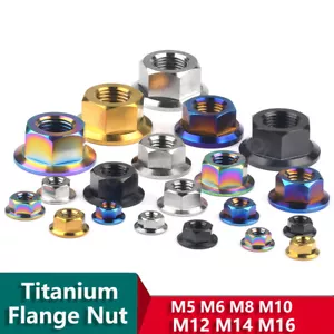 Titanium Flanged Hex Nuts Fine Thread Hexagon M5 M6 M8 M10 M12 M14 M16 DIN6923 - Picture 1 of 14