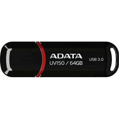 ADATA UV150 64GB USB 3.0 Snap-on Cap Flash Drive, Black (AUV150-64G-RBK) - Image 1 of 1