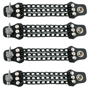 Motorcycle Vest Extenders Triple Black Chain Made in USA 24 Snaps MC Biker 4 PK - Picture 1 of 22