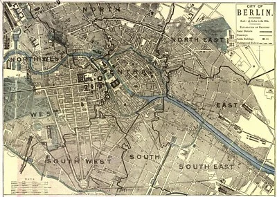 1892 Antique BERLIN Map George Cram Map of Berlin Germany Gallery Wall Art 4519 - Image 1 of 4