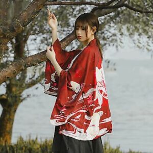 Japanese Kimono Traditional New Women Anime Printing Shirt Clothes