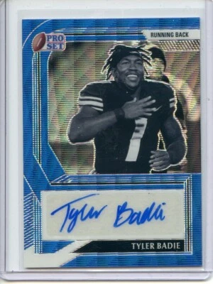 2022 Leaf Pro Set Metal Tyler Badie BLUE WAVE ROOKIE AUTO AUTOGRAPH /30 BRONCOS - Image 1 of 2