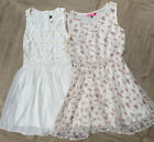TWO SUMMER DRESSES RIBBON WITH FLOWERS/SEQUINS SIZE 8