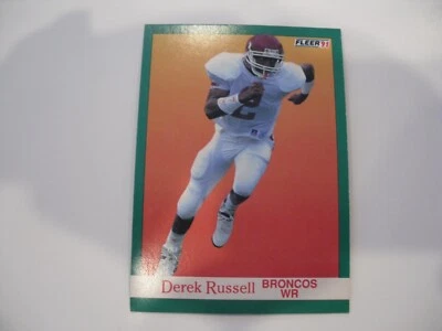 1991 Fleer Derek Russell #424 Denver Broncos Rookie NFL Football   D7 - Image 1 of 2