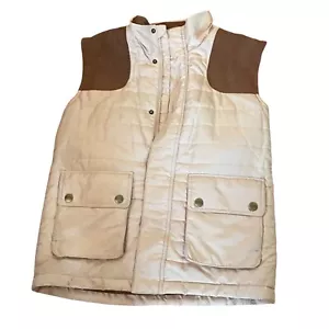 Midway USA Quilted Vest Large Beige Brown Shoulder Patches Outdoor Hunting Vest - Picture 1 of 5
