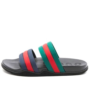 GUCCI Agrado Rubber Double Strap Stripe Slides Sandals Size G 13, US 13.5 $550 - Picture 1 of 11