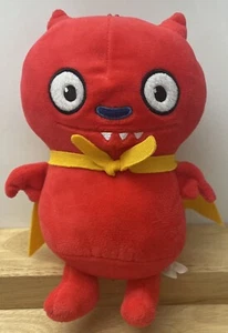 9” UGLY DOLLS Plush Stuffed Red 2019 LUCKY BAT Yellow Cape Fabric Eyes VGUC - Picture 1 of 8