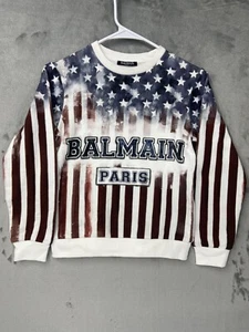 Balmain Kids Sweater Garcon Imprime Drapeau Americain Flap Print ES8E 8004 1096 - Picture 1 of 11