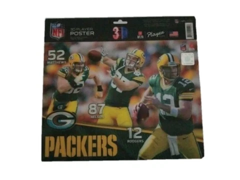 Licensed 3D Player Poster NFLPA Packers with NFL Numbered Holographic Seal Cover