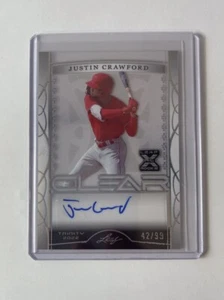 2022 Leaf Trinity Baseball Clear Silver Auto JUSTIN CRAWFORD 42/99 - Picture 1 of 2