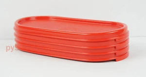 Tupperware Modular Mates Red Oval Lids Set of 4 + Free Shipping - Picture 1 of 2