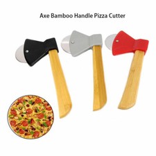 Bamboo Eco Handle Pizza Cutter Wheel Wooden and Stainless Steel slicer Cutti;k;