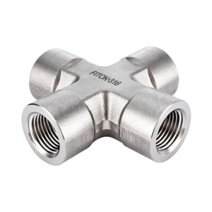 FITOK 316 SS Pipe Fitting Cross 1/2'' Female NPT 5600 psi, SS-PCR-NS8 - Picture 1 of 2