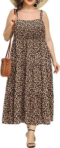 NWT PLUS SIZE 14W plus Pinup Fashion Chetah print Women's Summer Maxi Dress - Picture 1 of 6
