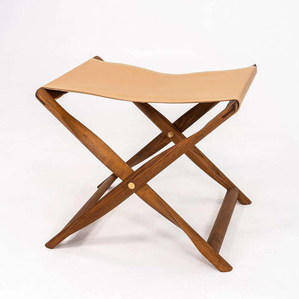 2021 Carl Hansen KK87830 Propeller Stool by Kaare Klint Leather w Smoked Oil Oak - Image 1 of 4