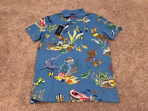 Polo Ralph Lauren scuba diver diving bear ocean shark blue shirt Hawaii beach S - Picture 1 of 4
