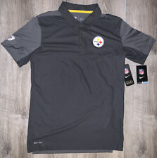 NFL Pittsburgh Steelers Nike Dri Fit Team Issue Gray Polo Golf Shirt Men's Small