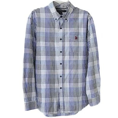 U.S. Polo Assn. Camisa de vestir a cuadros multicolor grande para hombre Foto 1 de 4