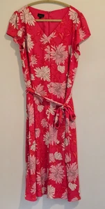 Talbots Wms 14 Chiffon Midi Floral Dress Lined Cap Sleeves Fit & Flare - Picture 1 of 15