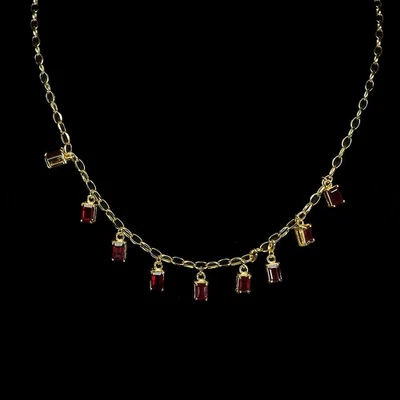 925 Sterling Silver Necklace Octagon Ruby 6x4mm Natural Gemstone Jewelry 18.5in - Image 1 of 4