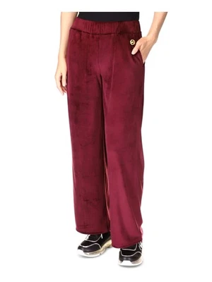 MICHAEL MICHAEL KORS Womens Burgundy Pull-on Logo Velour Straight leg Pants L - Image 1 of 4