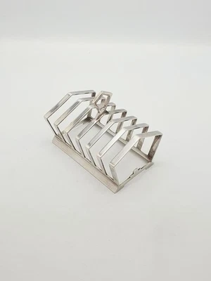 Llamativo estante para tostadas Art Deco plateado de Mappin & Webb, vajilla de los años 30 Foto 1 de 4