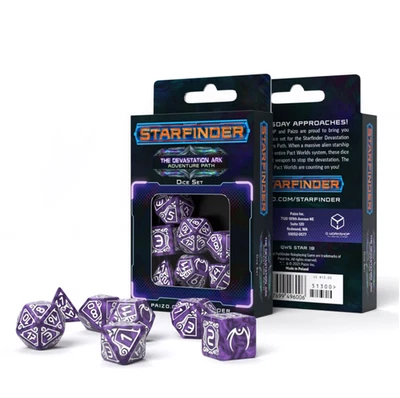 Juego de dados Starfinder Devastation Arche púrpura y blanco Foto 1 de 4