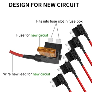 5 Stück Sicherungshahn Kit Upgrade 12 V KFZ Add-A-Circuit Wasserhähne, Verriegelungsclip Ad - Bild 1 von 9